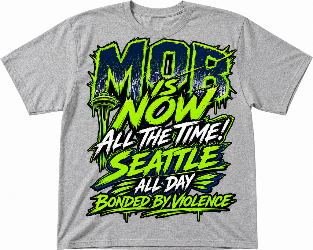 Gray MOB is Now unisex t-shirt from Press It Tees featuring bold graphic design and comfortable fit.