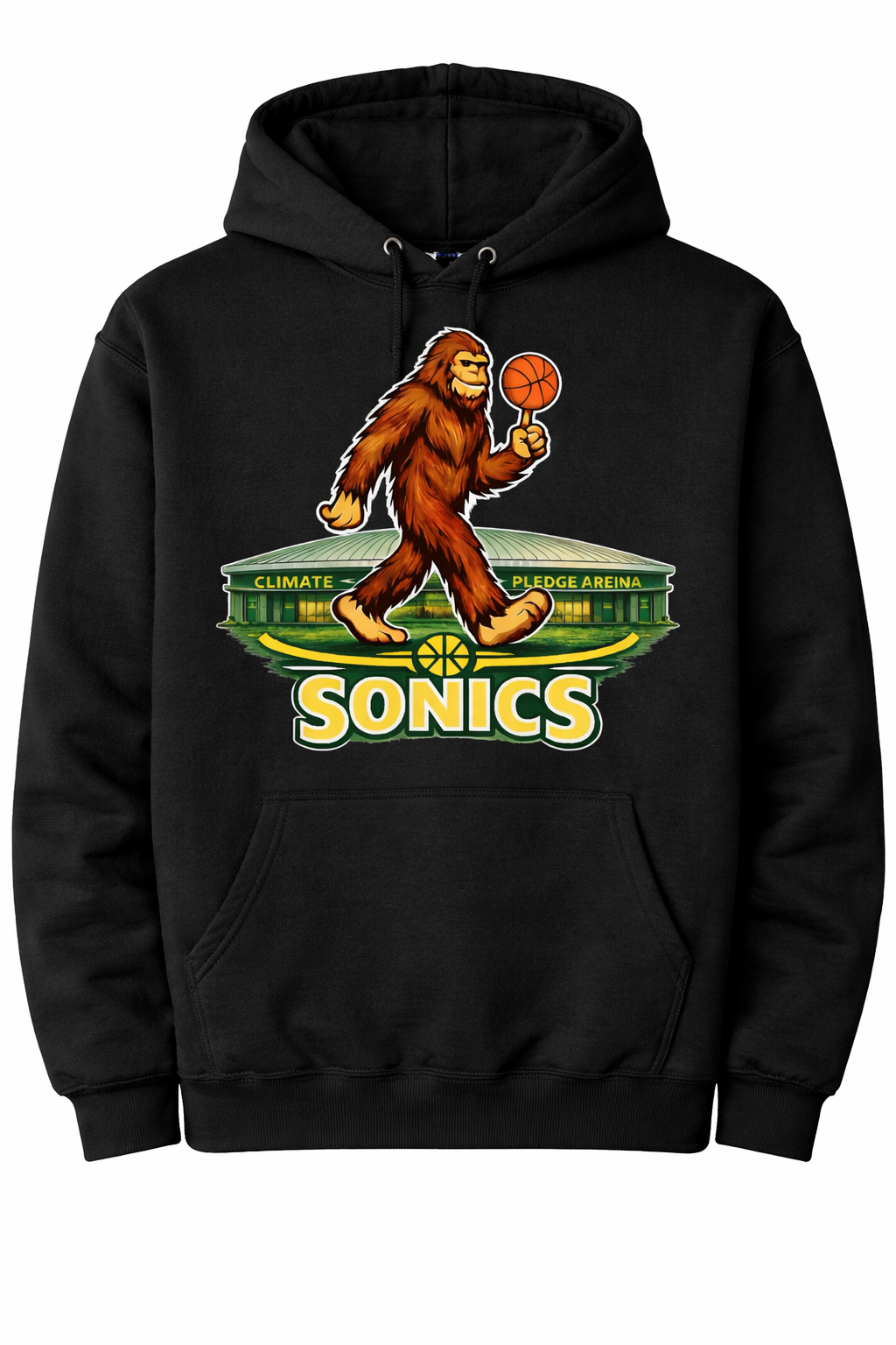 Black Squash Sonics One-sided Hoodie by Press It Tees, unisex clothing with front design and comfortable fit.