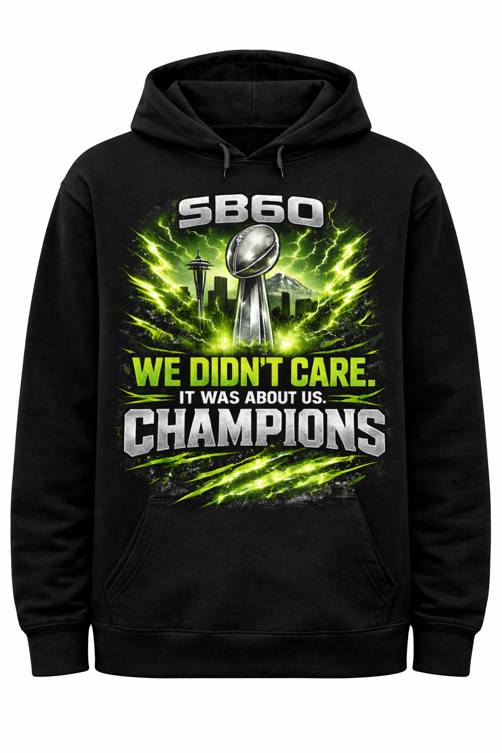 Unisex black hoodie from US Champions collection by Press It Tees, featuring a comfortable fit and casual style.