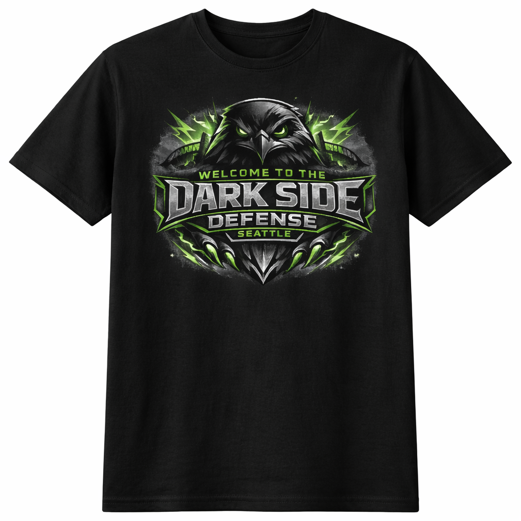 Black Defense Darkside unisex short sleeve T-shirt by Press It Tees, showcasing a casual clothing style.