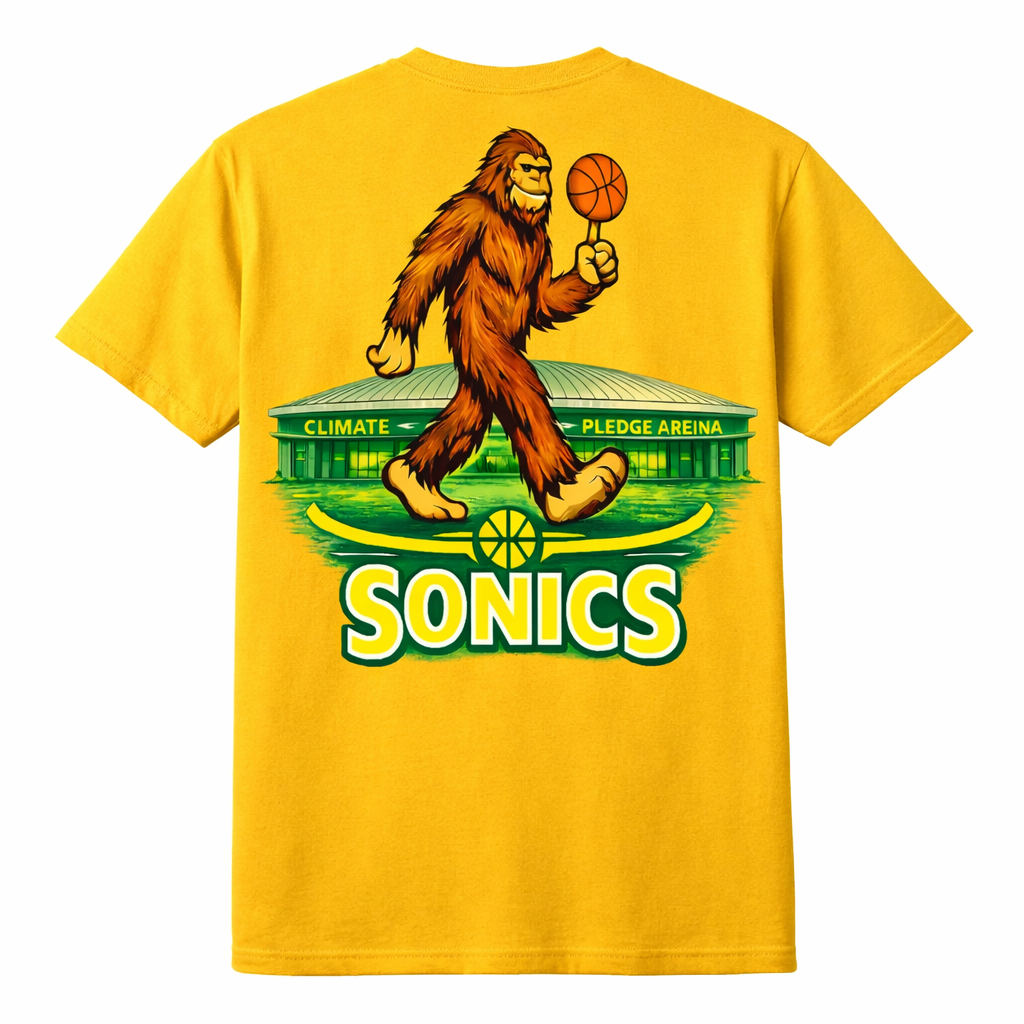 Gold Squash Sonics short sleeve unisex T-shirt by Press It Tees featuring bold graphic design on the front.