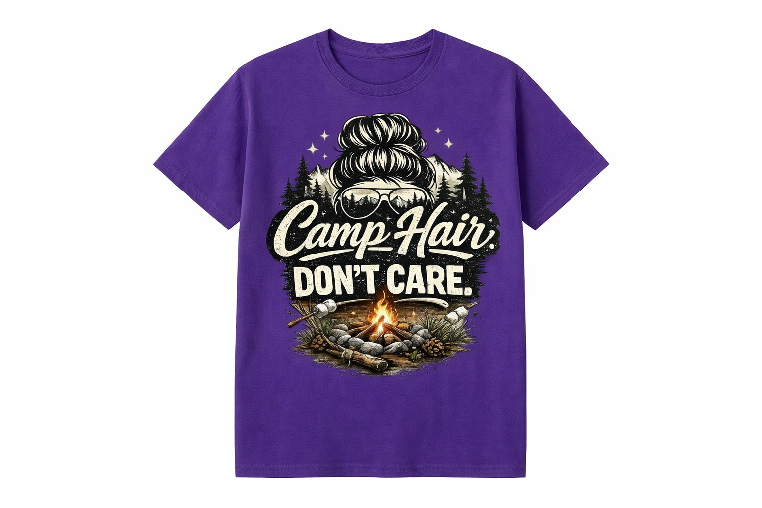 Purple Camp Hair unisex short sleeve T-shirt by Press It Tees, casual clothing with a comfortable fit and stylish design.