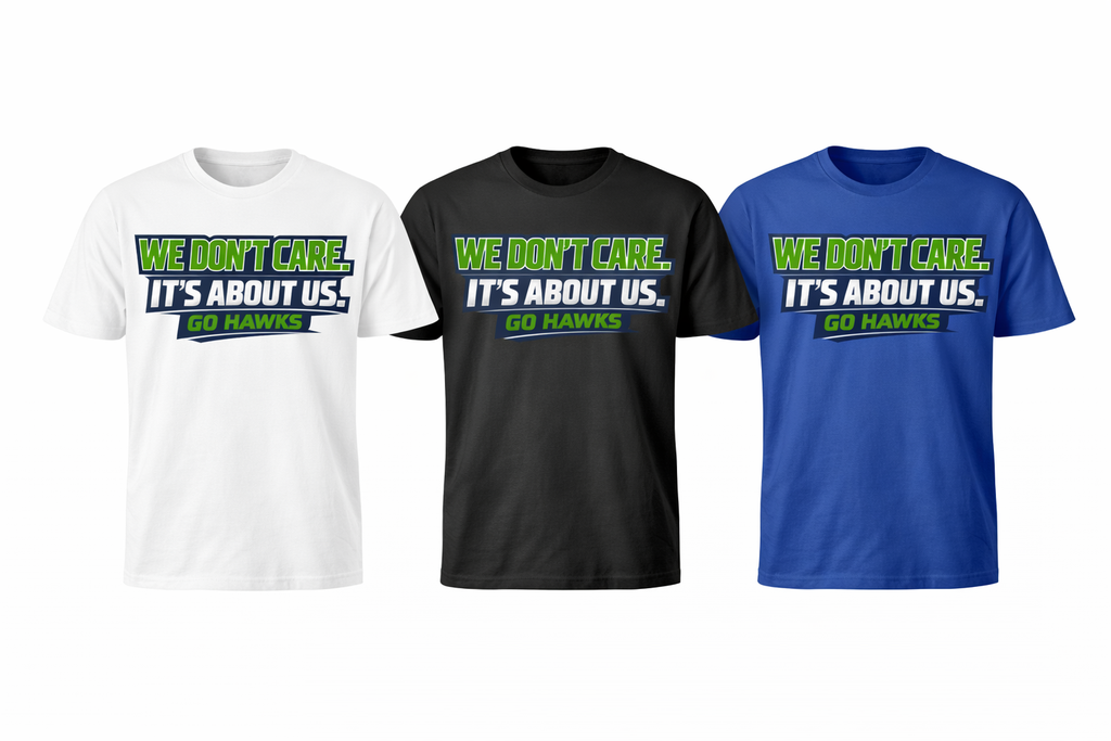 Unisex Seattle We Don't Care short sleeve T-shirt by Press It Tees, featuring casual fit and graphic design.