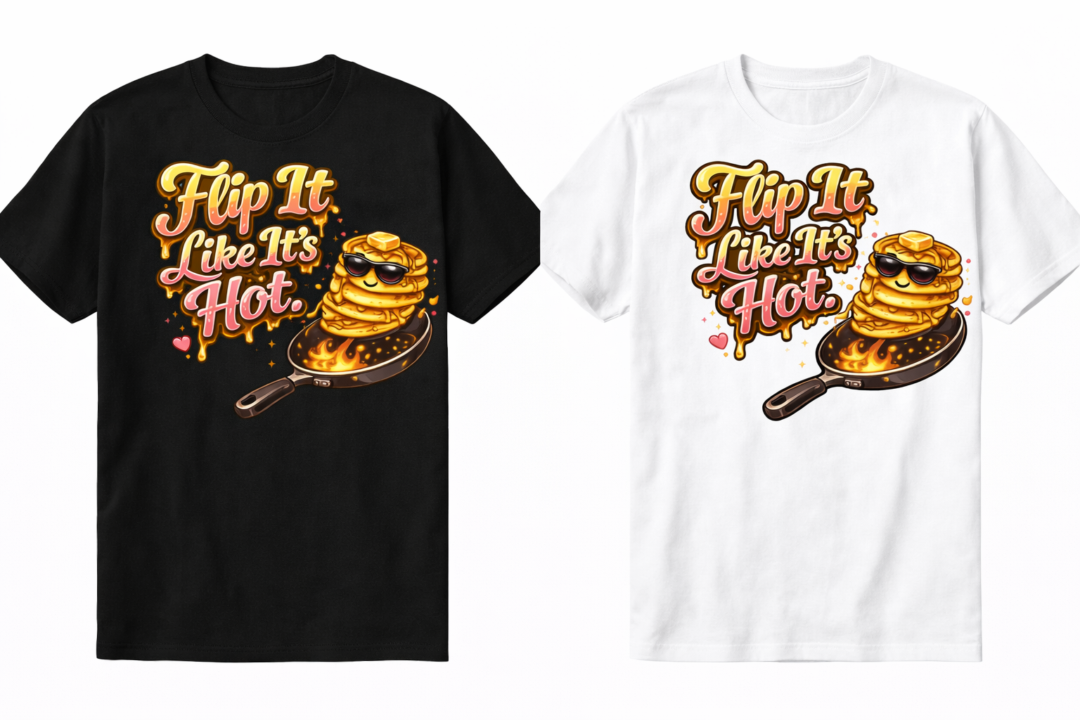 White and black unisex Flip It Likes Its Hot short sleeve T-shirt by Press It Tees featuring bold graphic print.