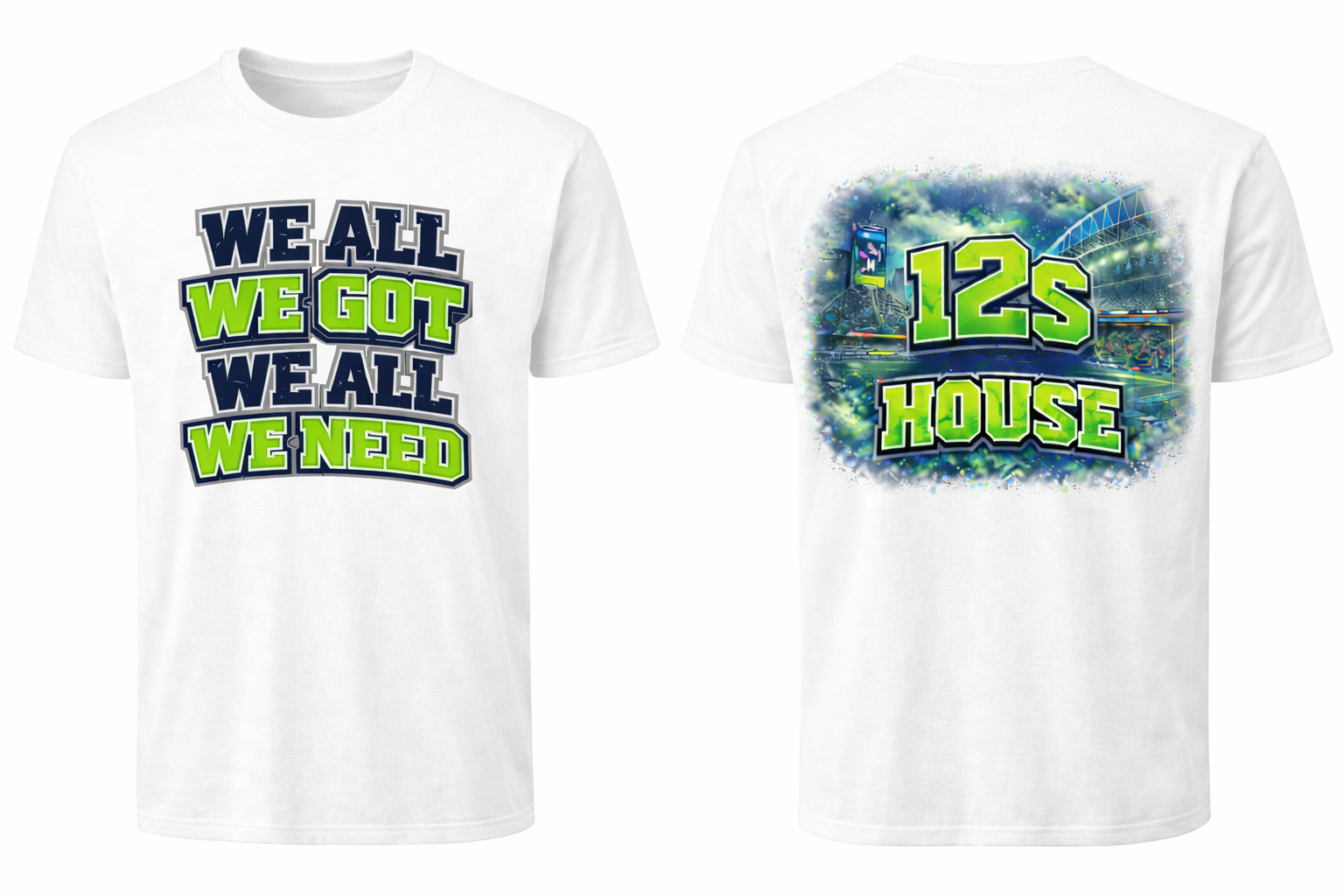 White 12s House We All We Got unisex short sleeve T-shirt by Press It Tees, featuring front and back design.
