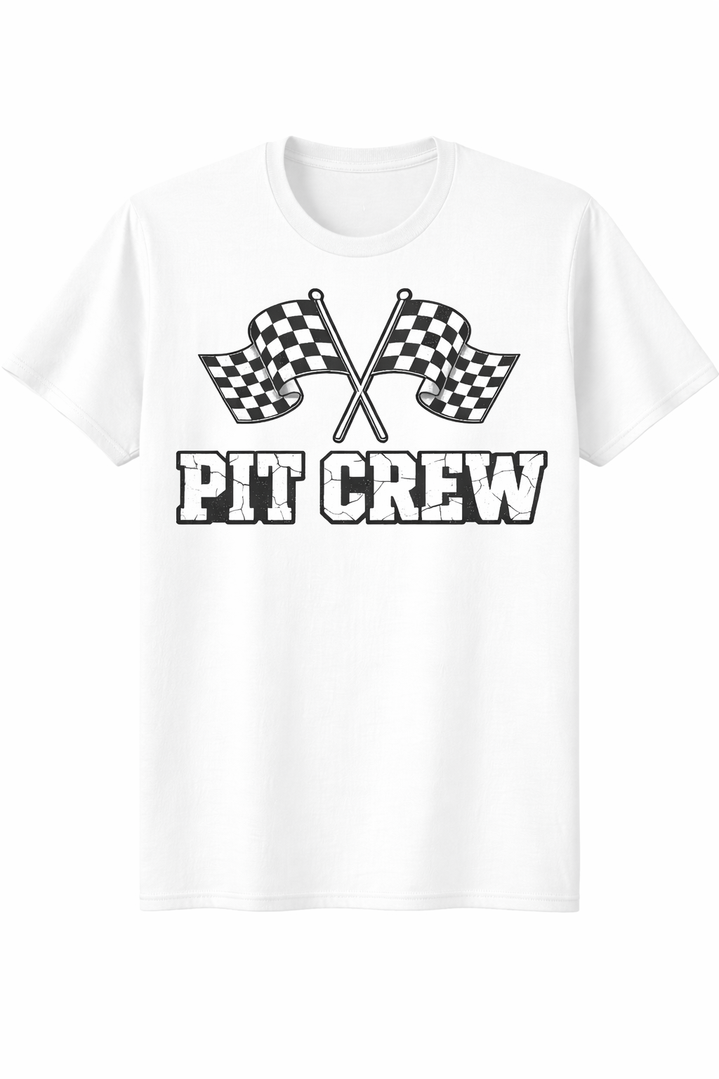 White Pit Crew Racing T-Shirt for men and women by Press It Tees, casual short sleeve unisex clothing.